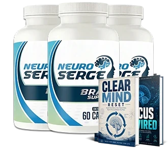 Three Neuro Serge bottles with bonus guides, the 90-day supply package
